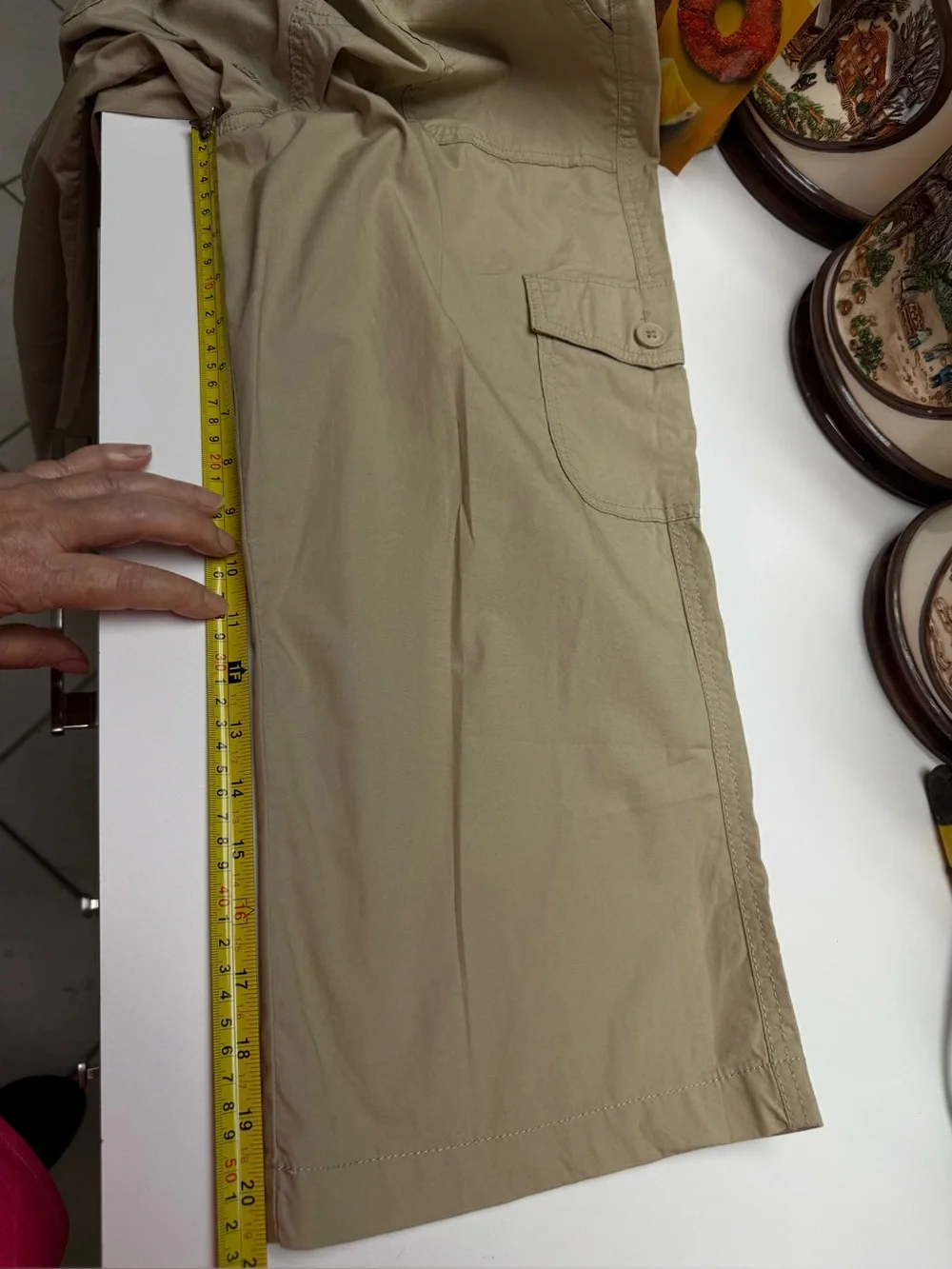 L Capri Easy Fit Through Hip/Thigh by St John’s Bay, Dark Khaki, Pockets Pull On - Picture 10 of 14